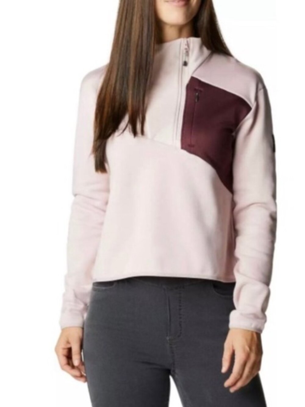 Columbia NWT Lodge Hybrid Quarter Zip Pullover Mineral Pink Malbec Women's M